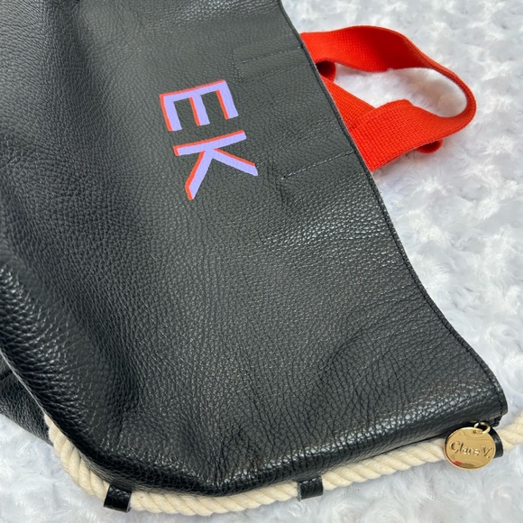 Clare V Handbags - Clare V Black Leather Top Handle Bag EK Initials
